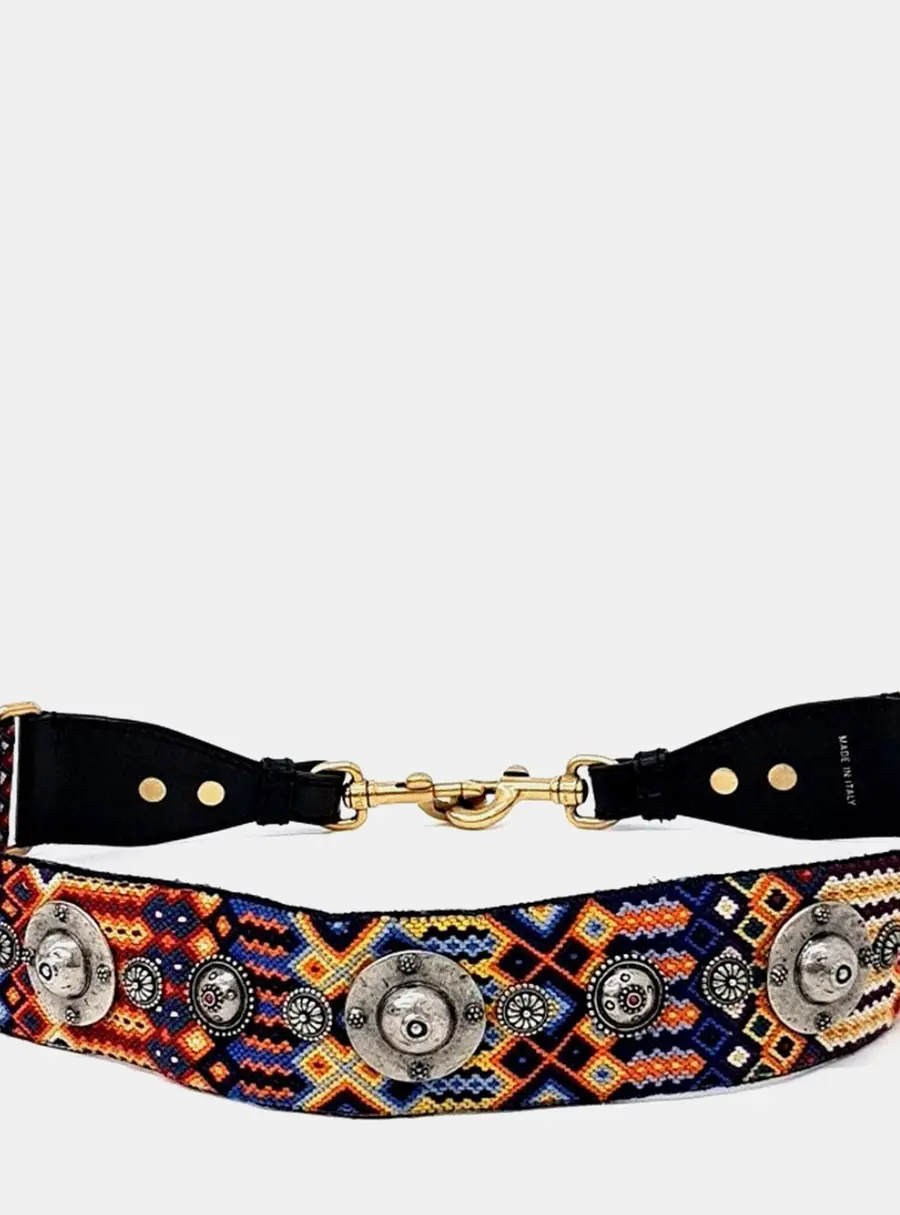 Christian Dior Canvas Embroidered Studded Strap