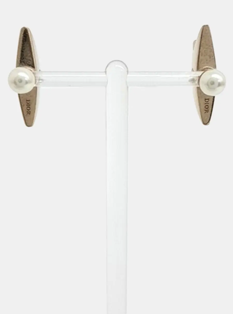 Christian Dior Tribal Gold Pearl Star Earrings