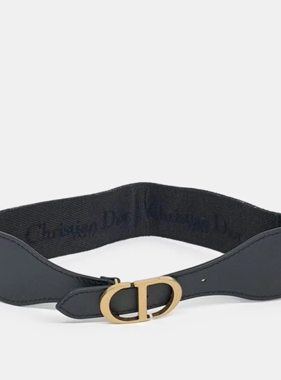 Christian Dior Black Gold Tone Buckle Belt