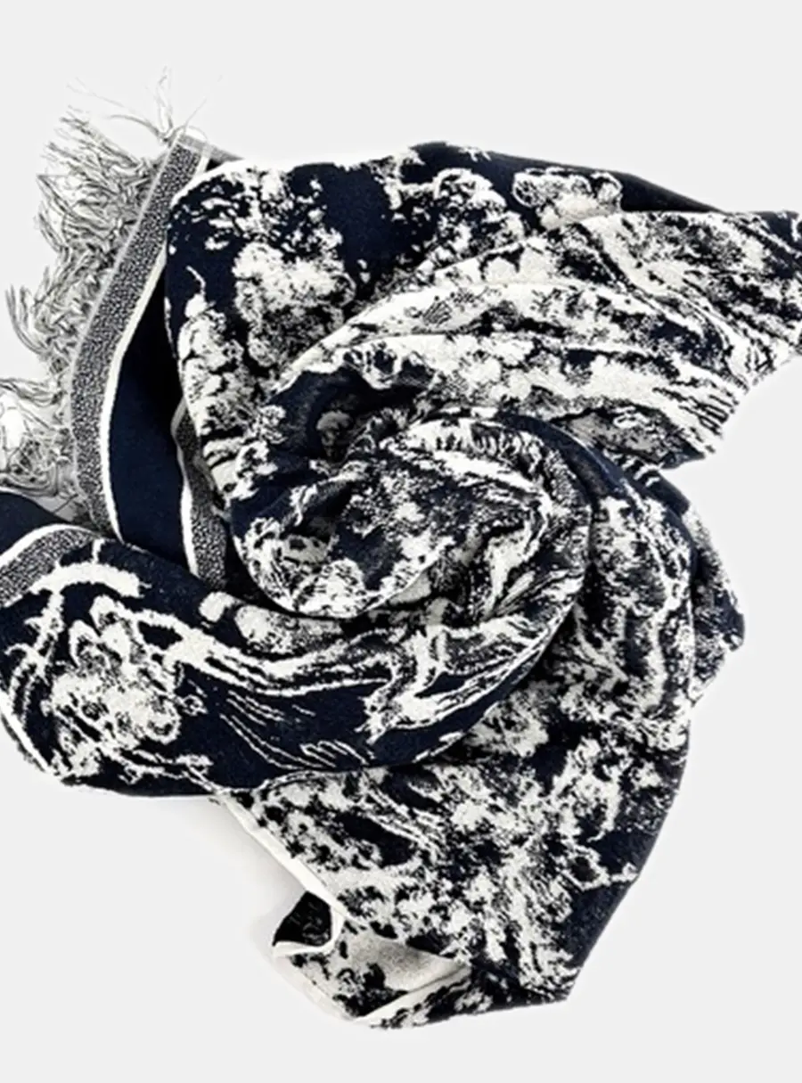 Christian Dior Navy Blue/White Cotton Beach Towel