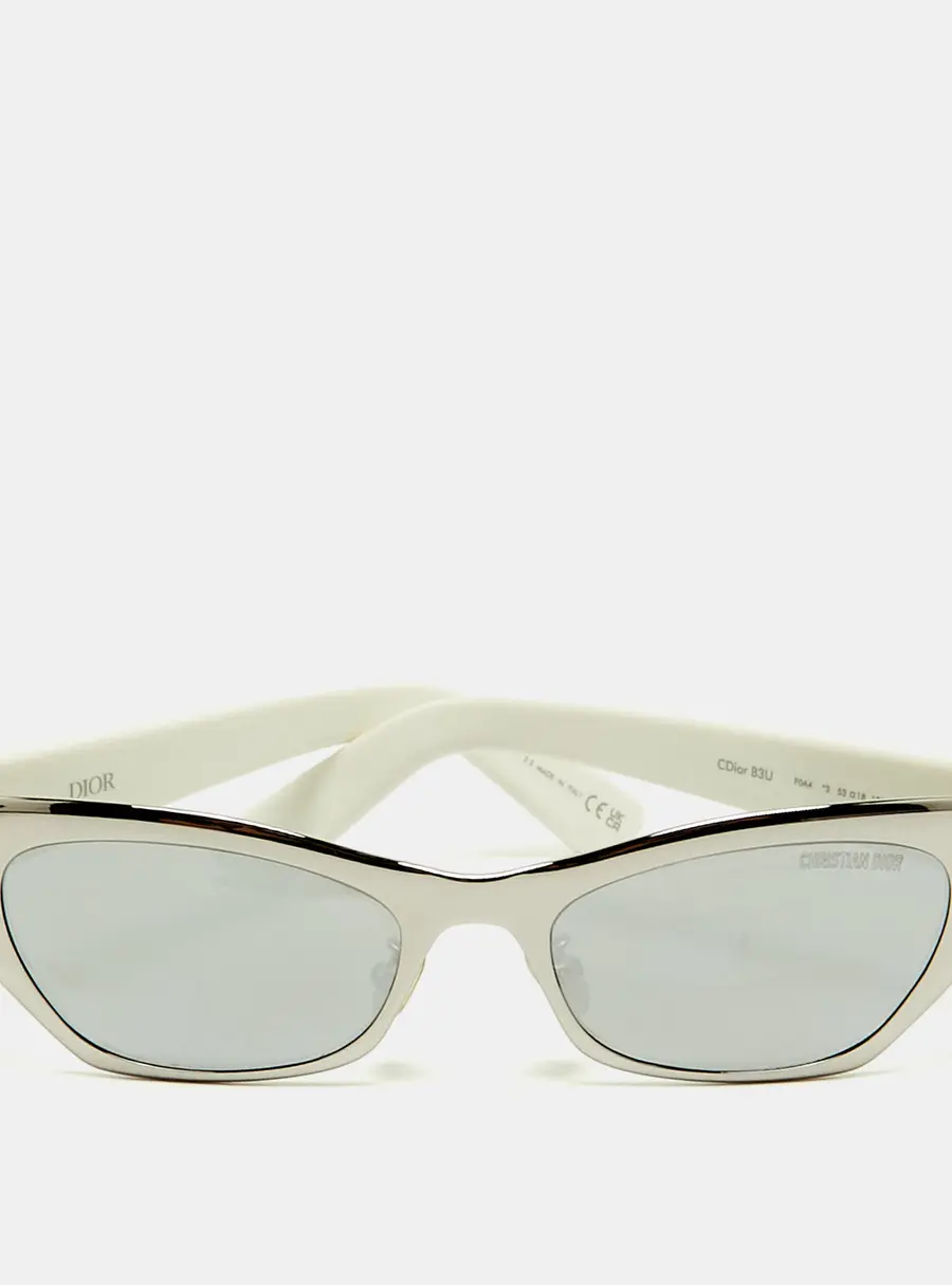 Dior White/Silver Mirrored Cdior B3U F04A Cat Eye Sunglasses