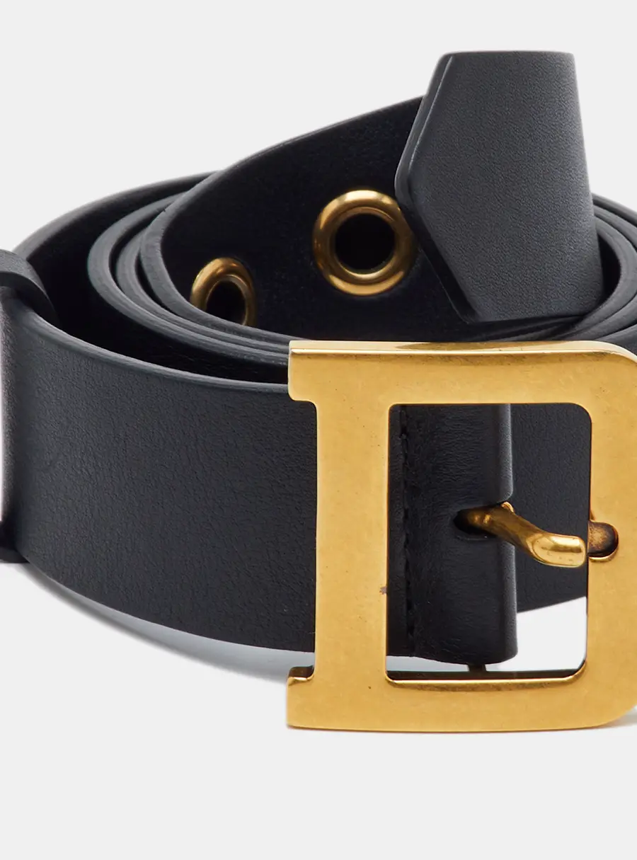 Dior Diorquake 80 CM Waist Belt Black Leather
