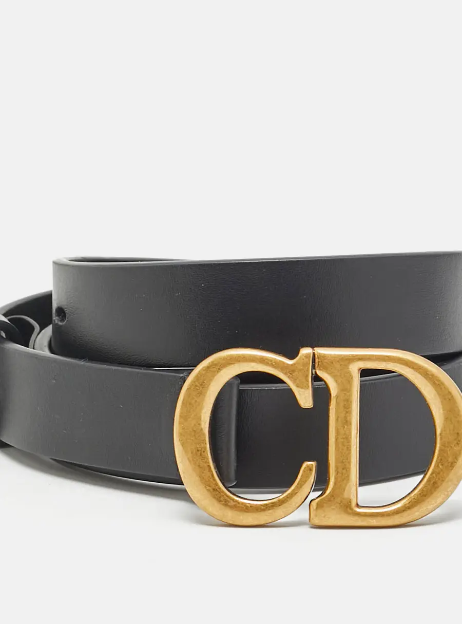 Dior CD Logo 70CM Slim Buckle Belt Black Leather