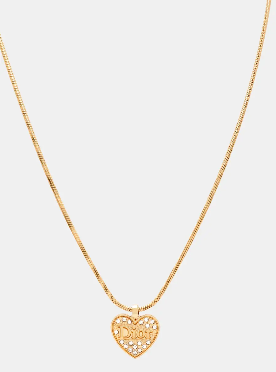 Dior Heart Crystals Gold Tone Necklace