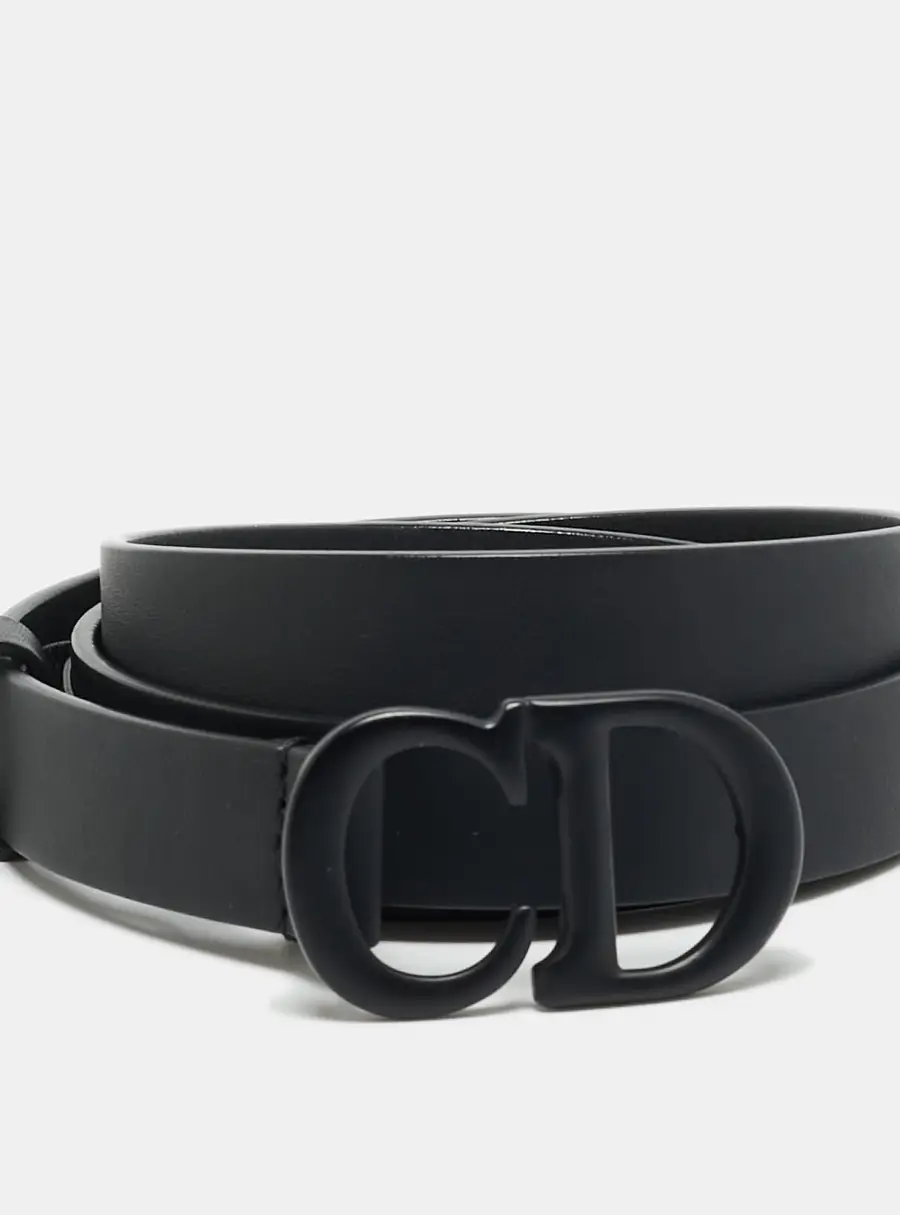 Dior CD Logo 80CM Slim Belt Black Leather