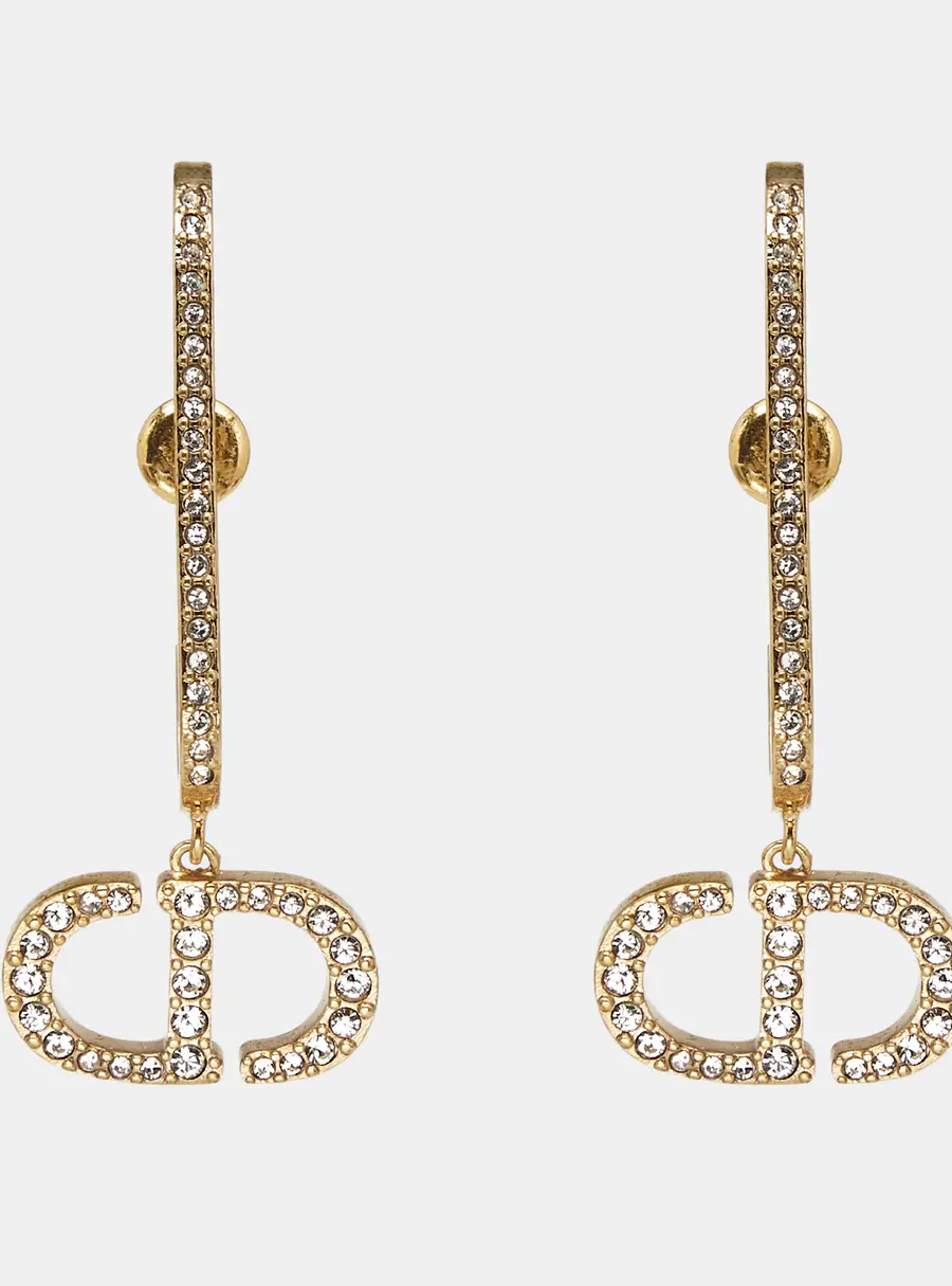 Dior CD Crystals Gold Tone Earrings
