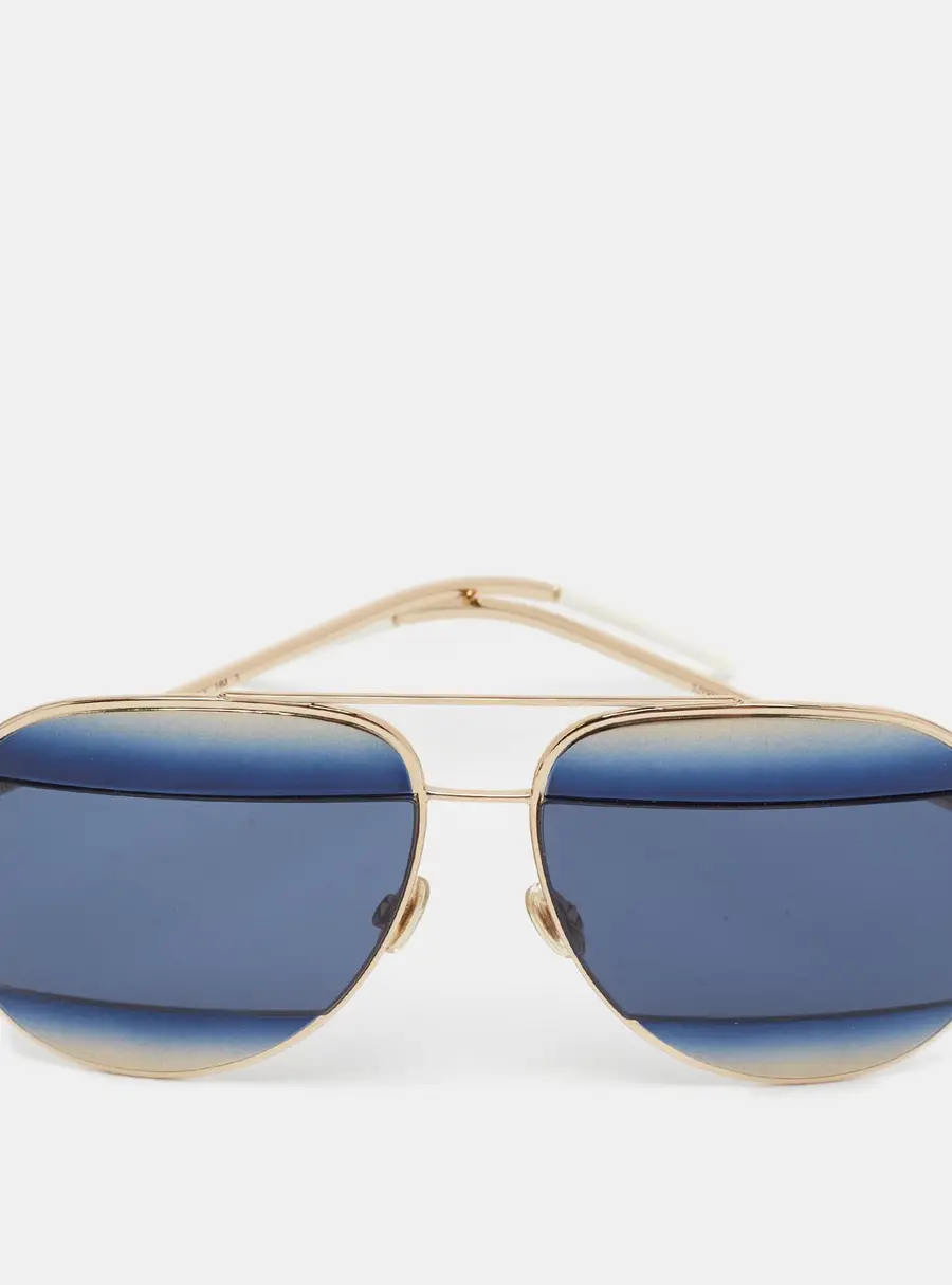 Dior Blue/Gold Tone Split1 2JYKU Aviator Sunglasses