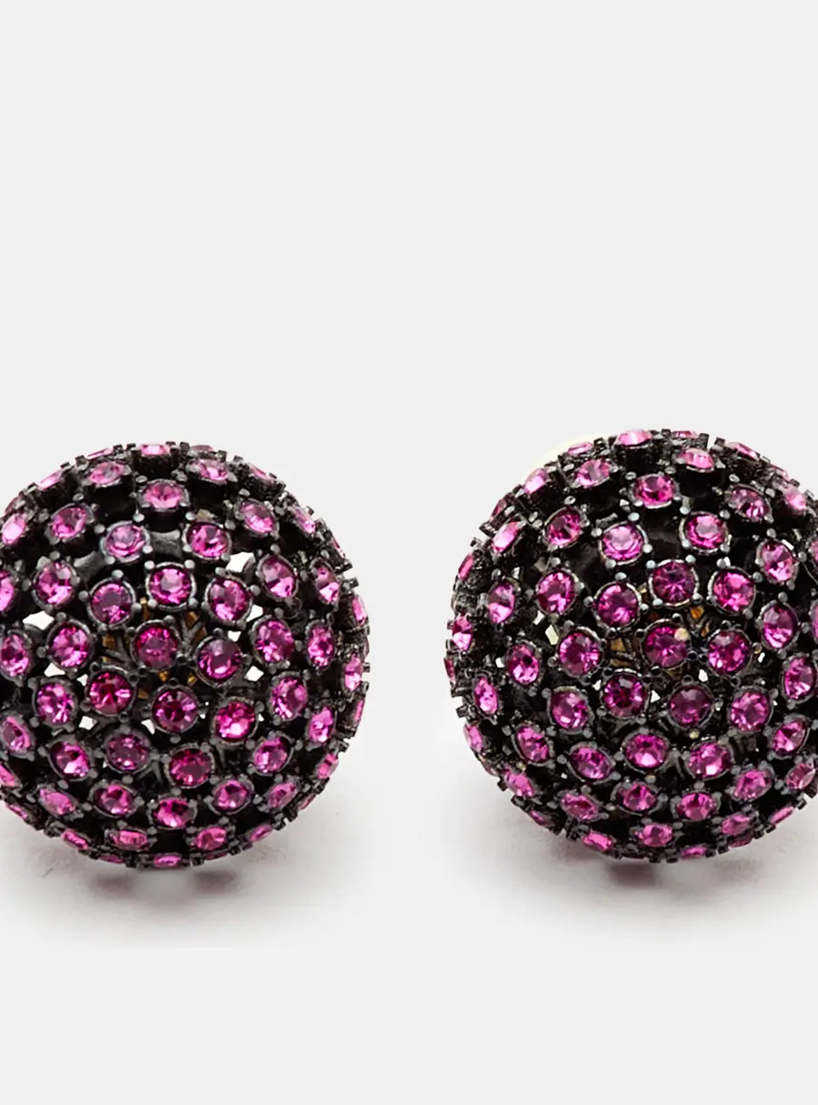 Dior Tribales Pink Crystal Gunmetal Tone Stud Earring