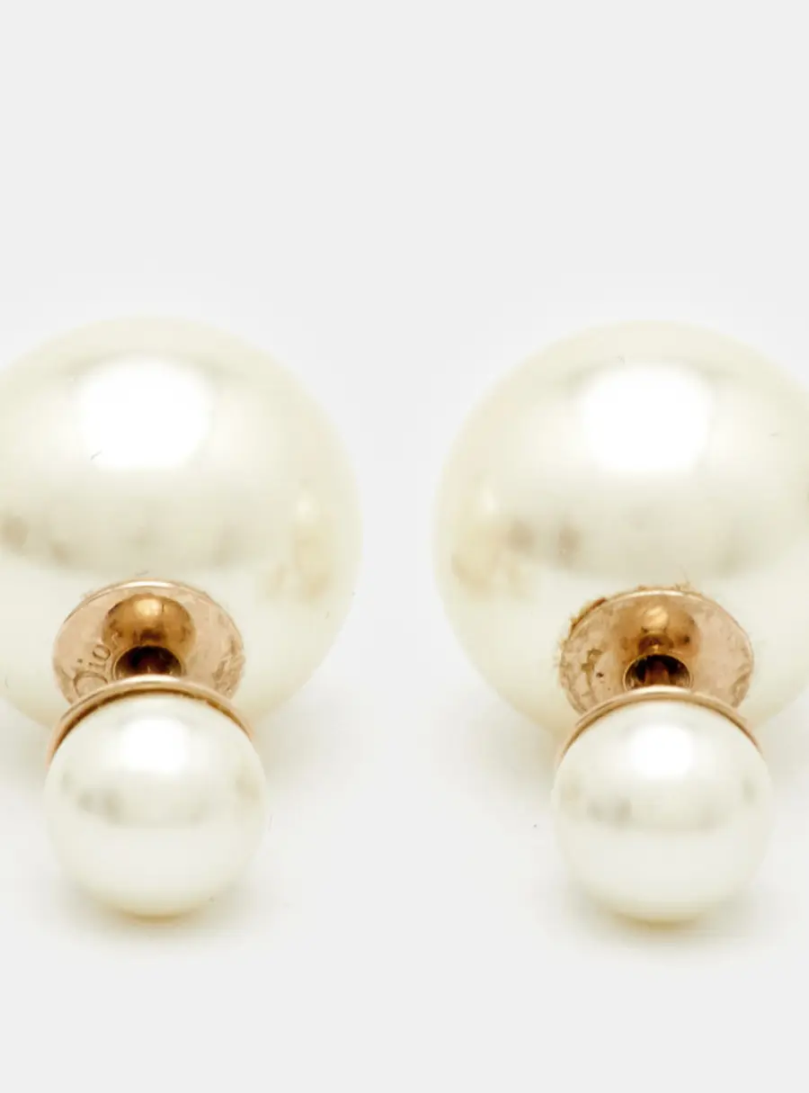 Dior Tribales Faux Pearls Gold Tone Earrings