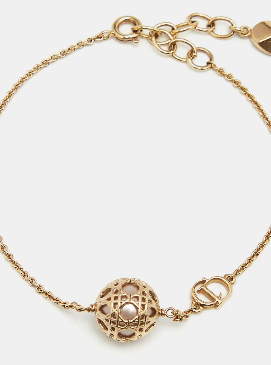 Dior Secret Cannage Faux Pearl Rose Gold Tone Bracelet