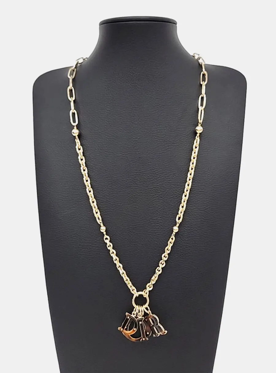 Christian Dior Logo Gold Necklace