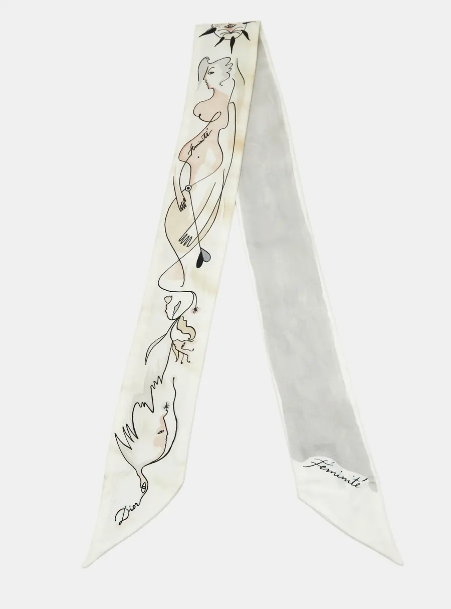 ABCDior Cream F F&eacute;minit&eacute; Silk Mitzah Scarf