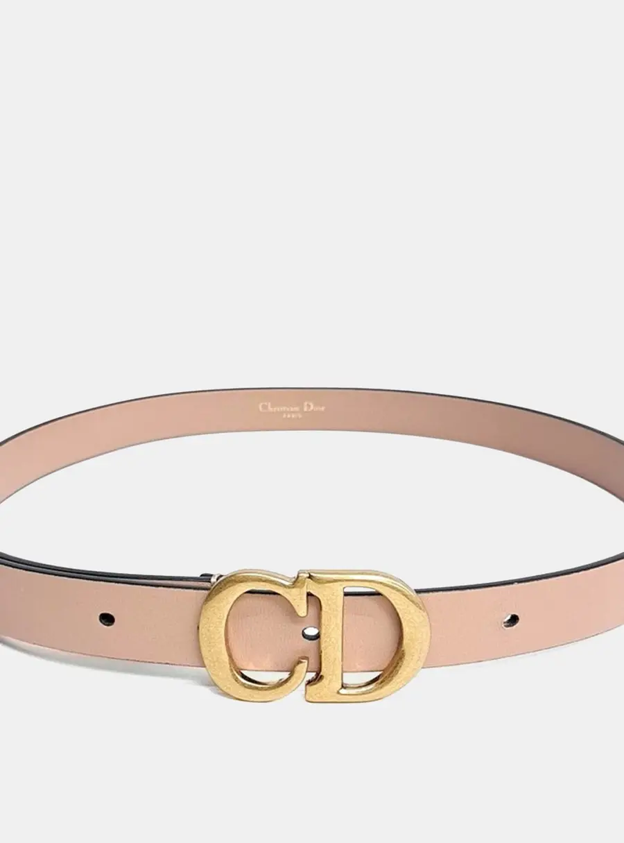 Christian Dior Saddle Beige Leather Gold CD Buckle Belt