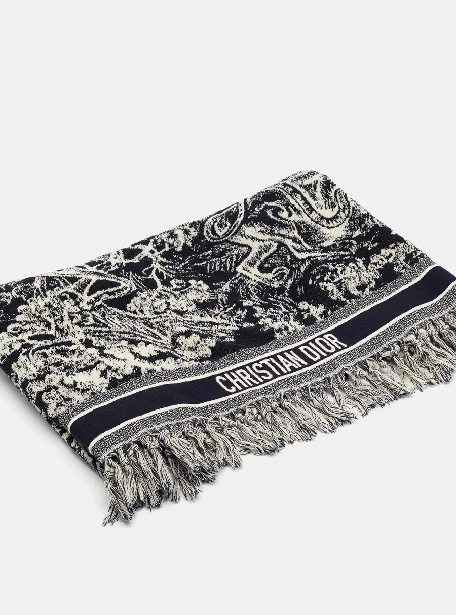 Christian Dior Navy Blue/White Toile de Jouy Terry Towel