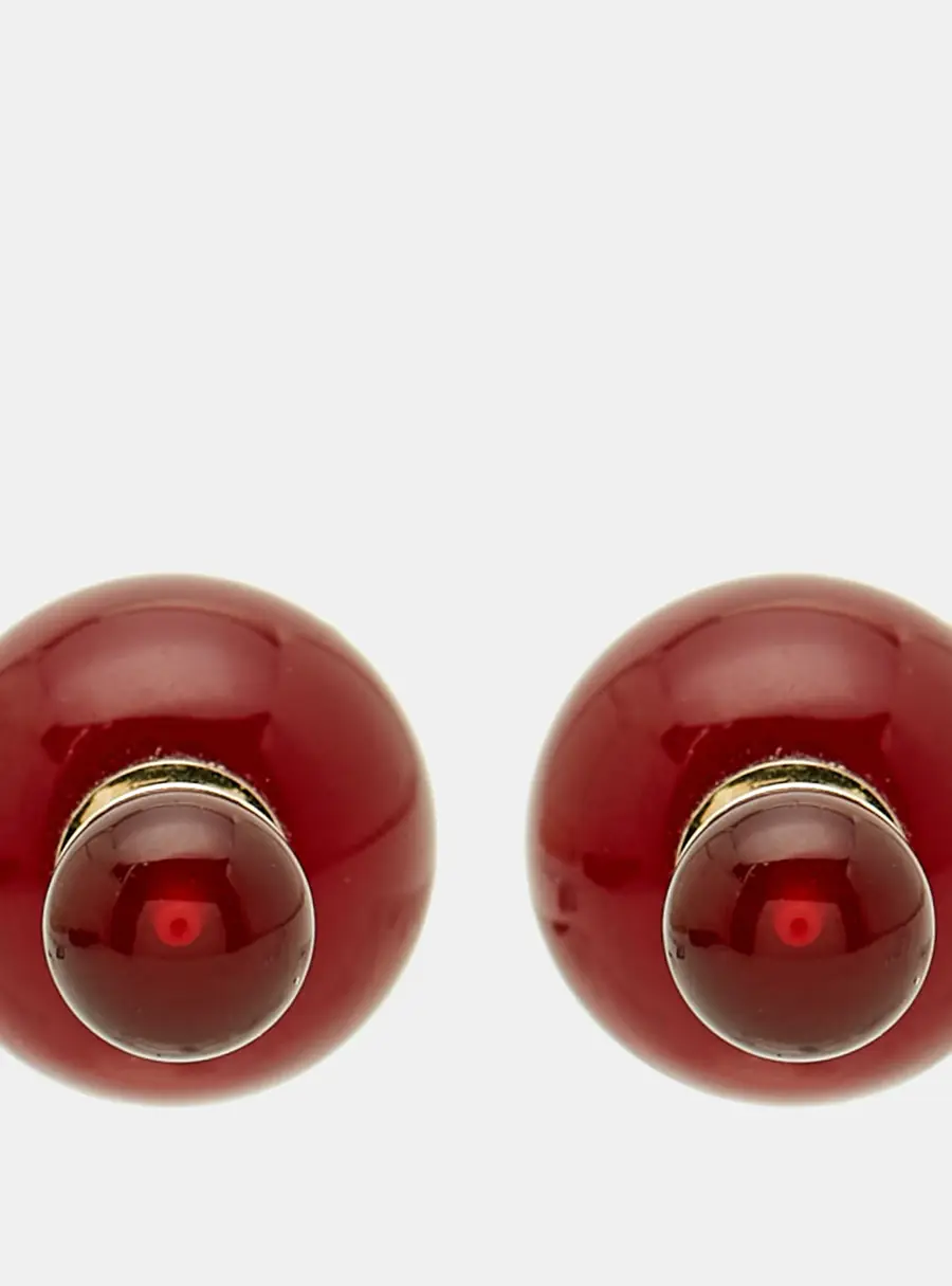 Dior Mise en Dior Tribales Red Resin Gold Tone Stud Earrings