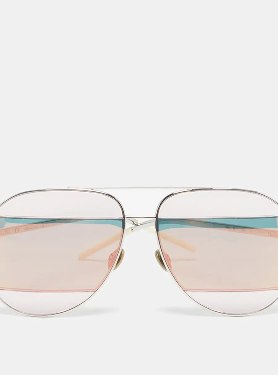 Dior Pink/Silver Tone 0100J Split 2 Aviator Sunglasses