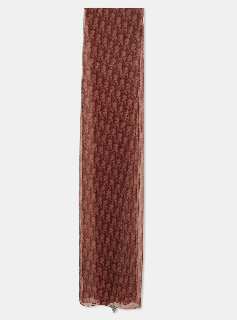 Christian Dior Burgundy Oblique Silk Scarf