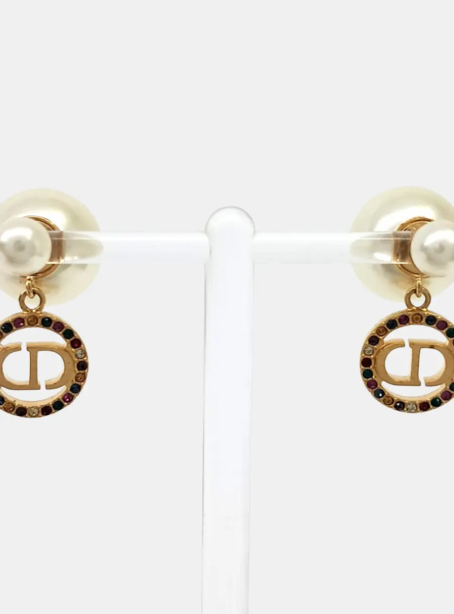Christian Dior  Faux Pearl Metal Tribal Earrings