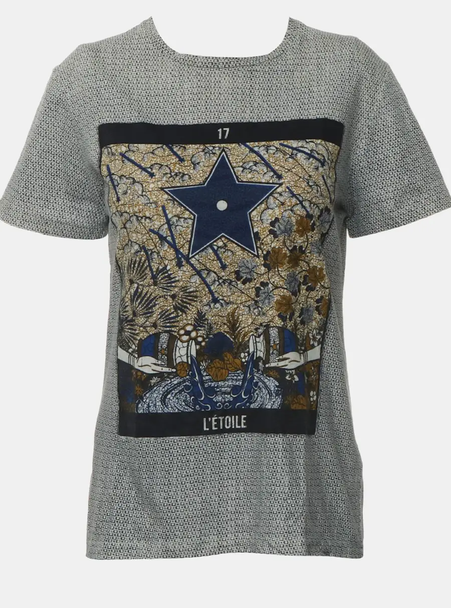 Dior Navy Blue/White Cotton and Linen L'etoile T Shirt S