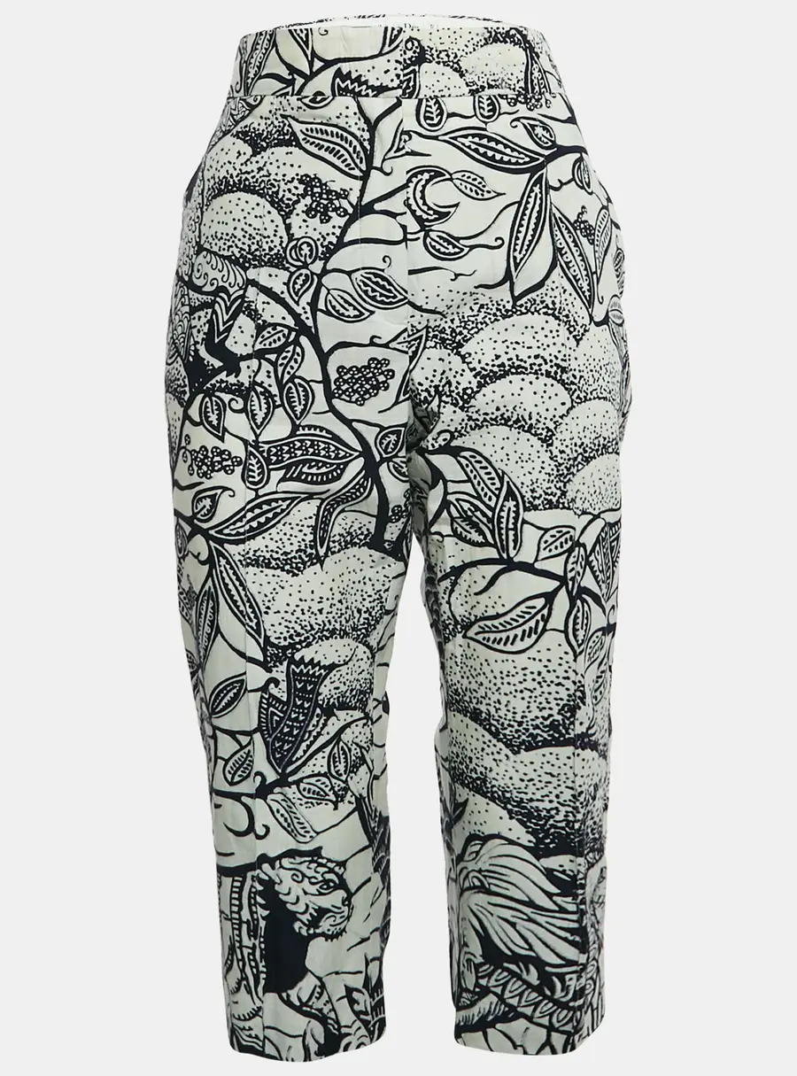 Christian Dior White/Blue Jungle Print Cotton Culottes Pants M