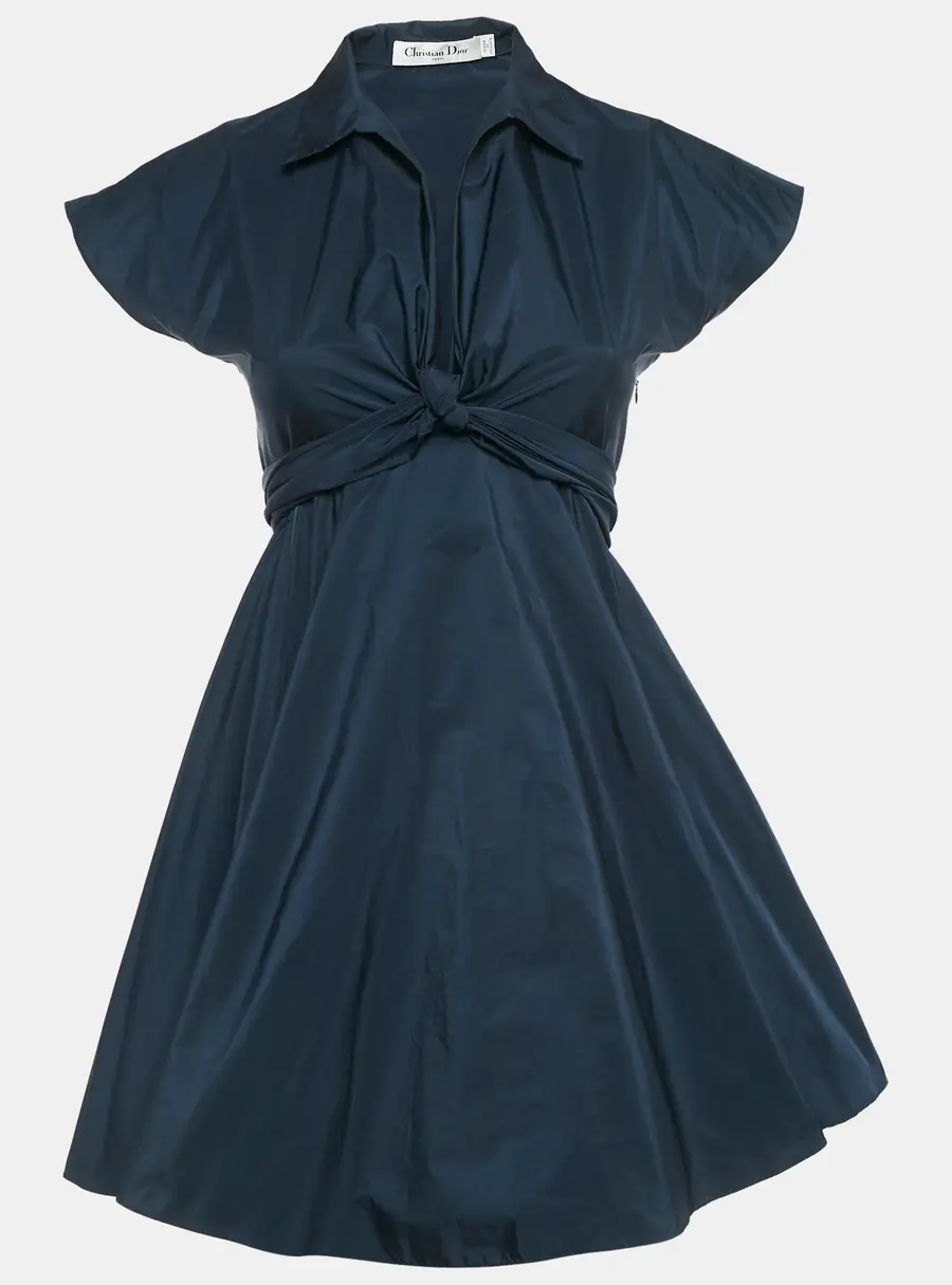 Dior Blue Synthetic Tie-Up Detail Mini Dress S