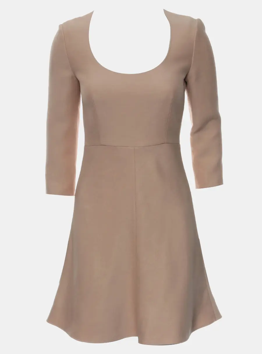 Dior Nude Wool Silk U -Neck Women's Mini Dress