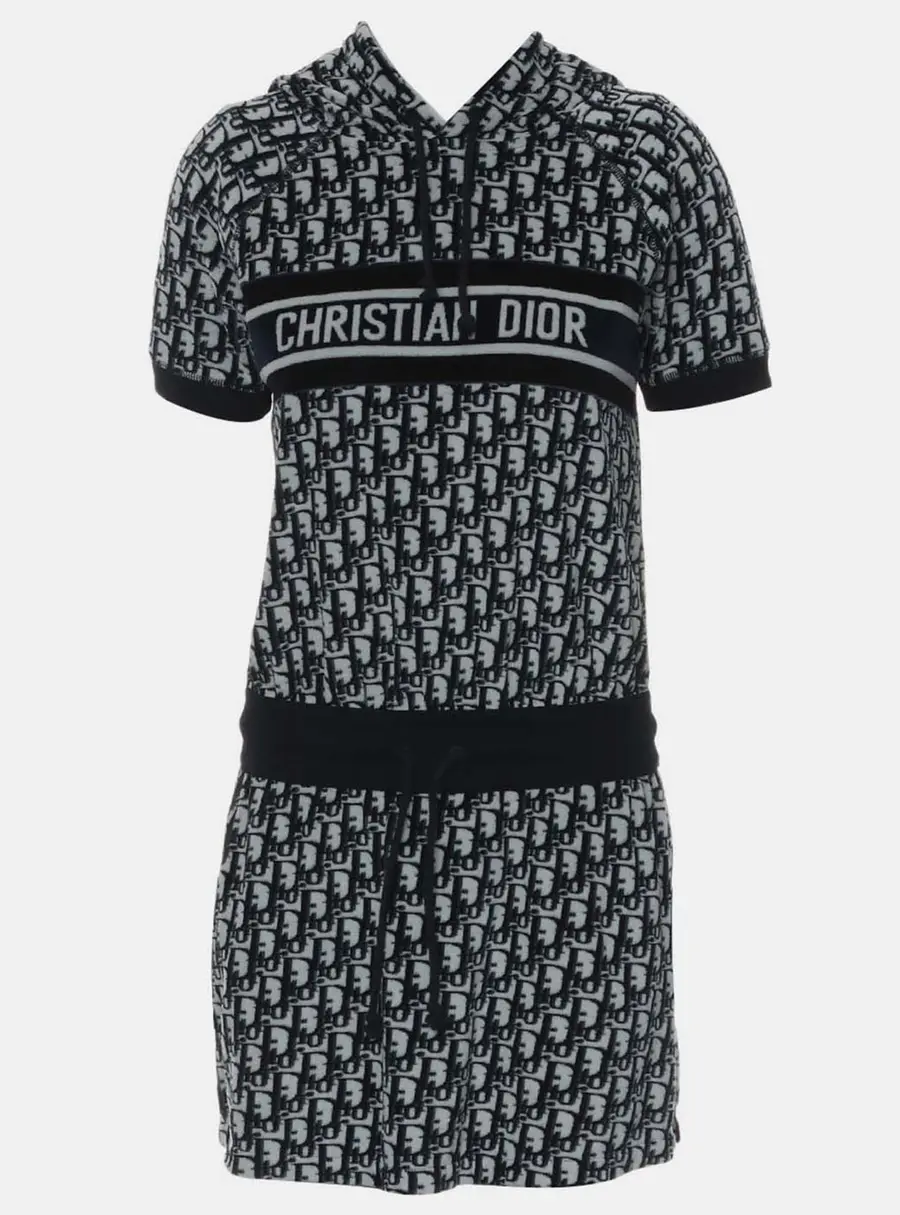 Dior Velour Blue Hooded Dress Size XS