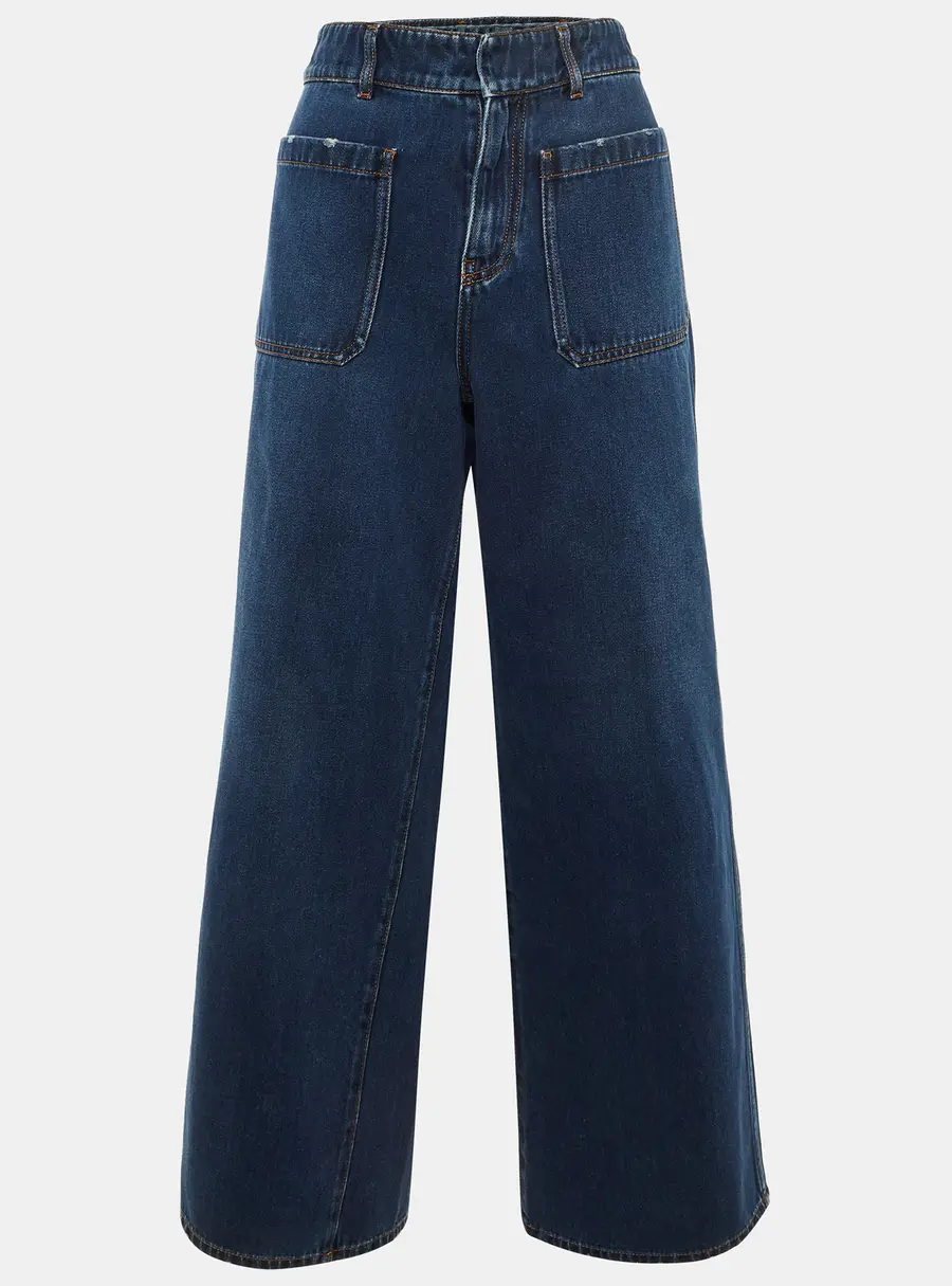 Dior Blue Denim Wide Leg Jeans M/Waist 31"