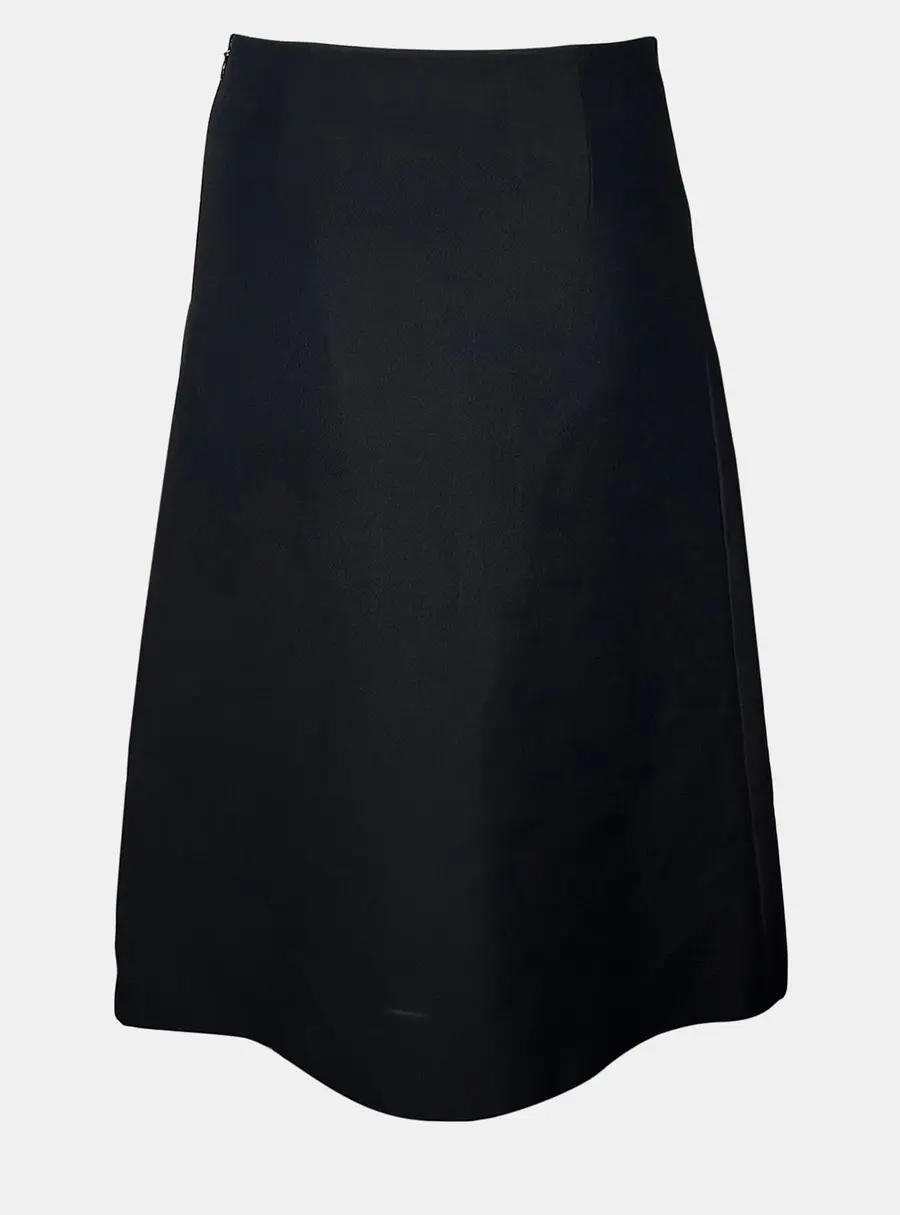 Dior Black Virgin Wool Silk Mid -Length Straight Skirt S Women Clothes Bottomwear