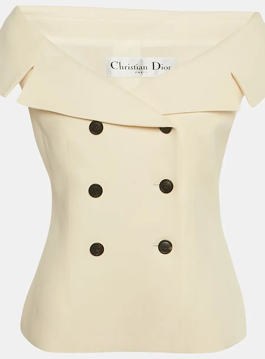 Christian Dior Cream Wool Double Breasted Top L