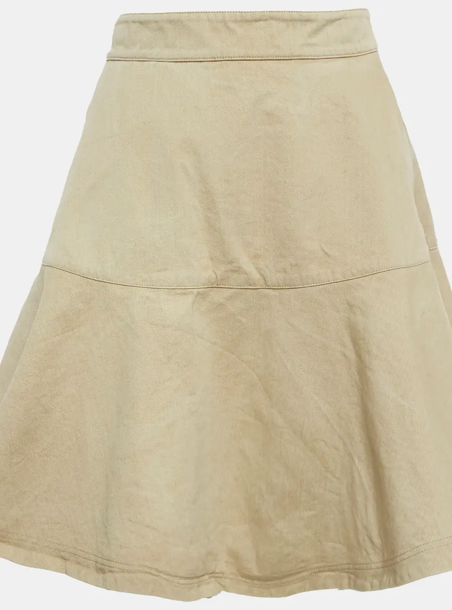 Christian Dior Beige Cotton Canvas Flared Mini Skirt M