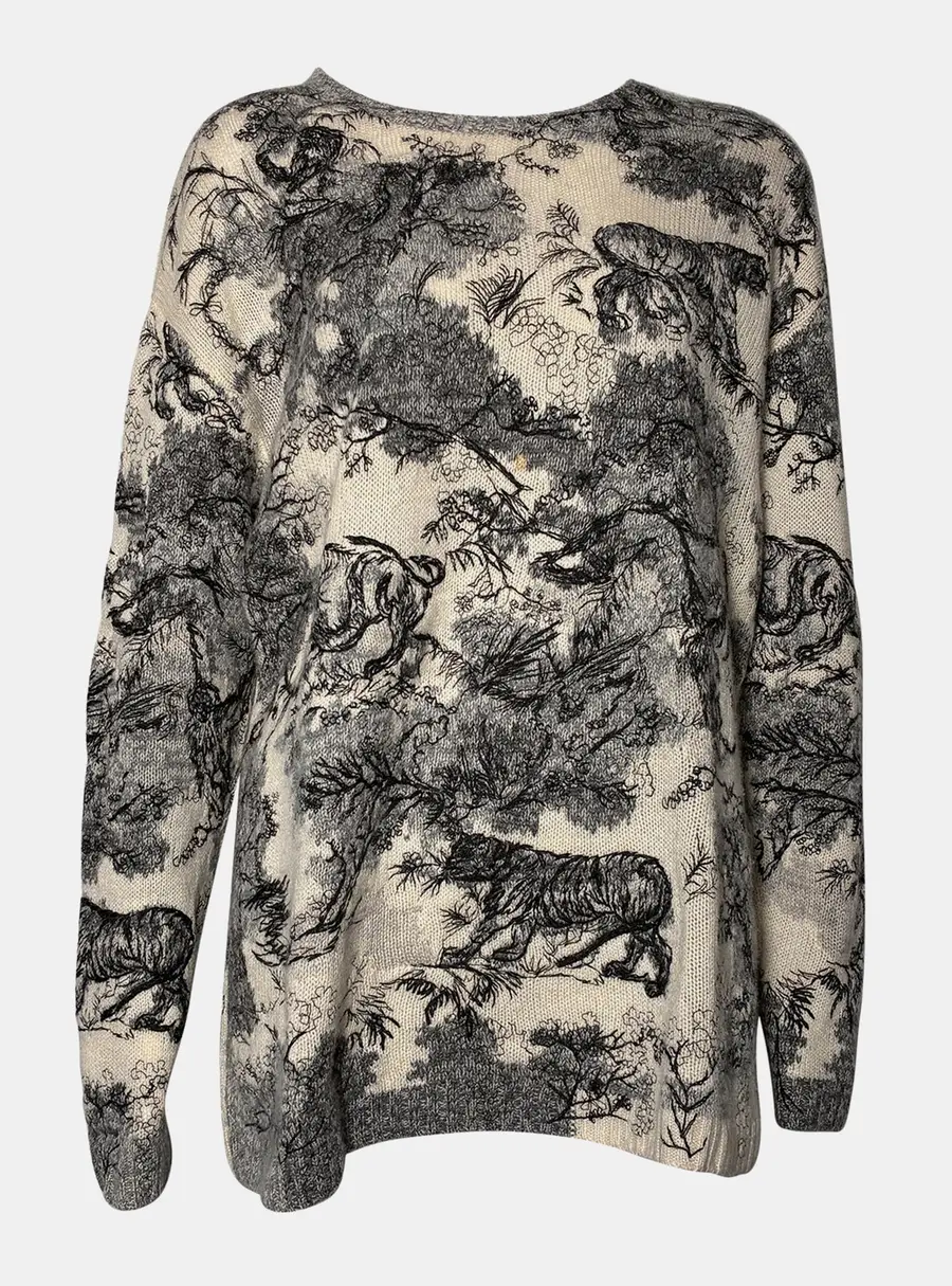 Dior Beige Printed Knit Sweater