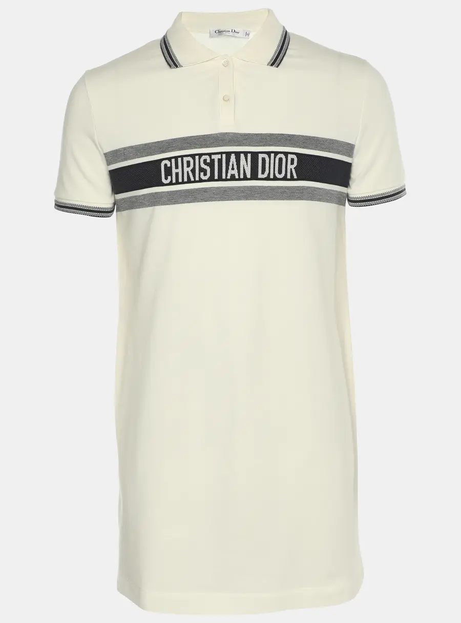Dior White Knit Logo Dioriviera Polo T-Shirt M