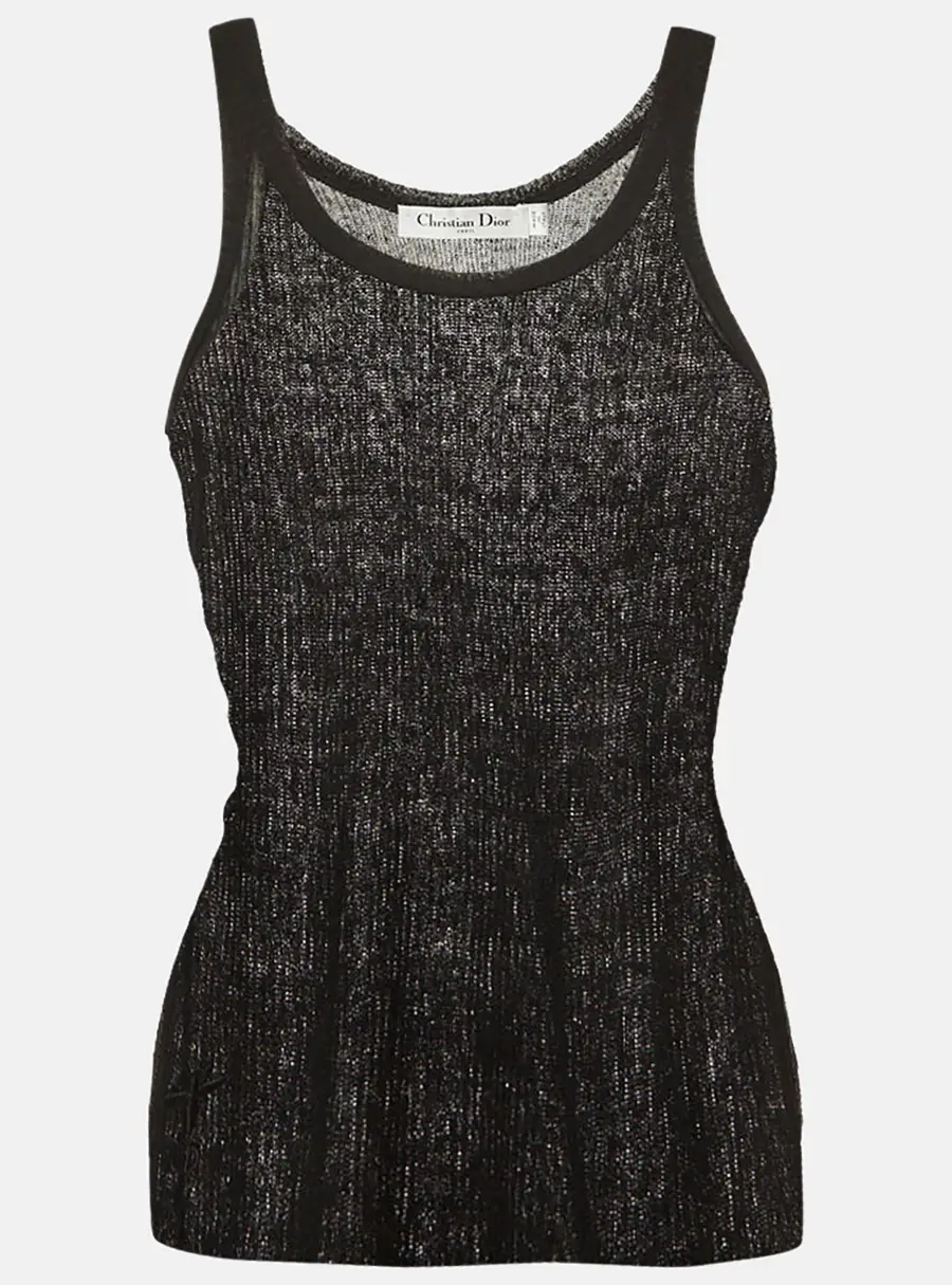 Christian Dior Black Rib Knit Tank Top S