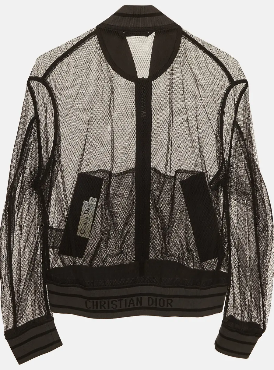 Cristian Dior Black Mesh Sheer Jacket S