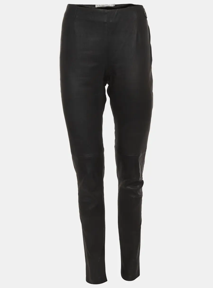 Christian Dior Black Leather Skinny Pants M