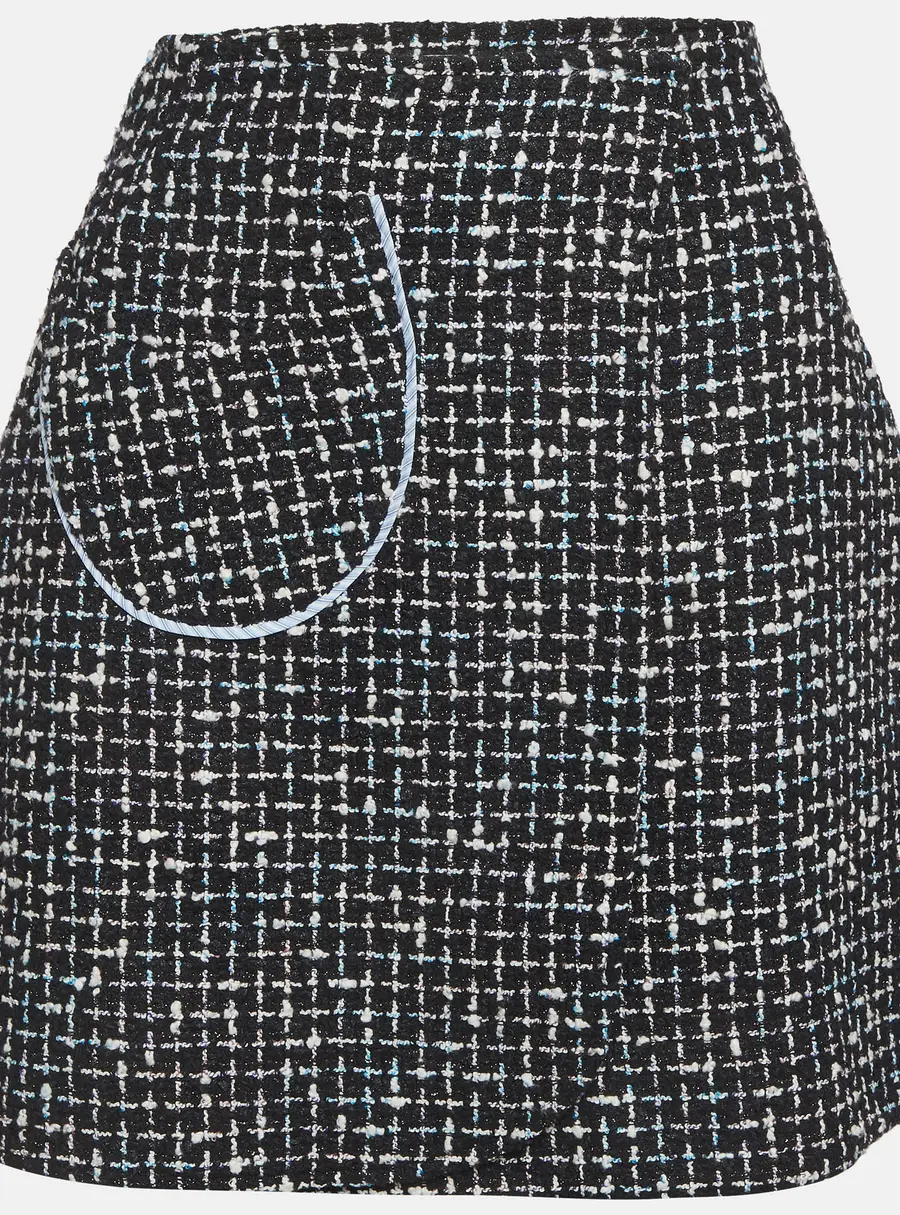 Christian Dior Black Tweed Wrap Mini Skirt M