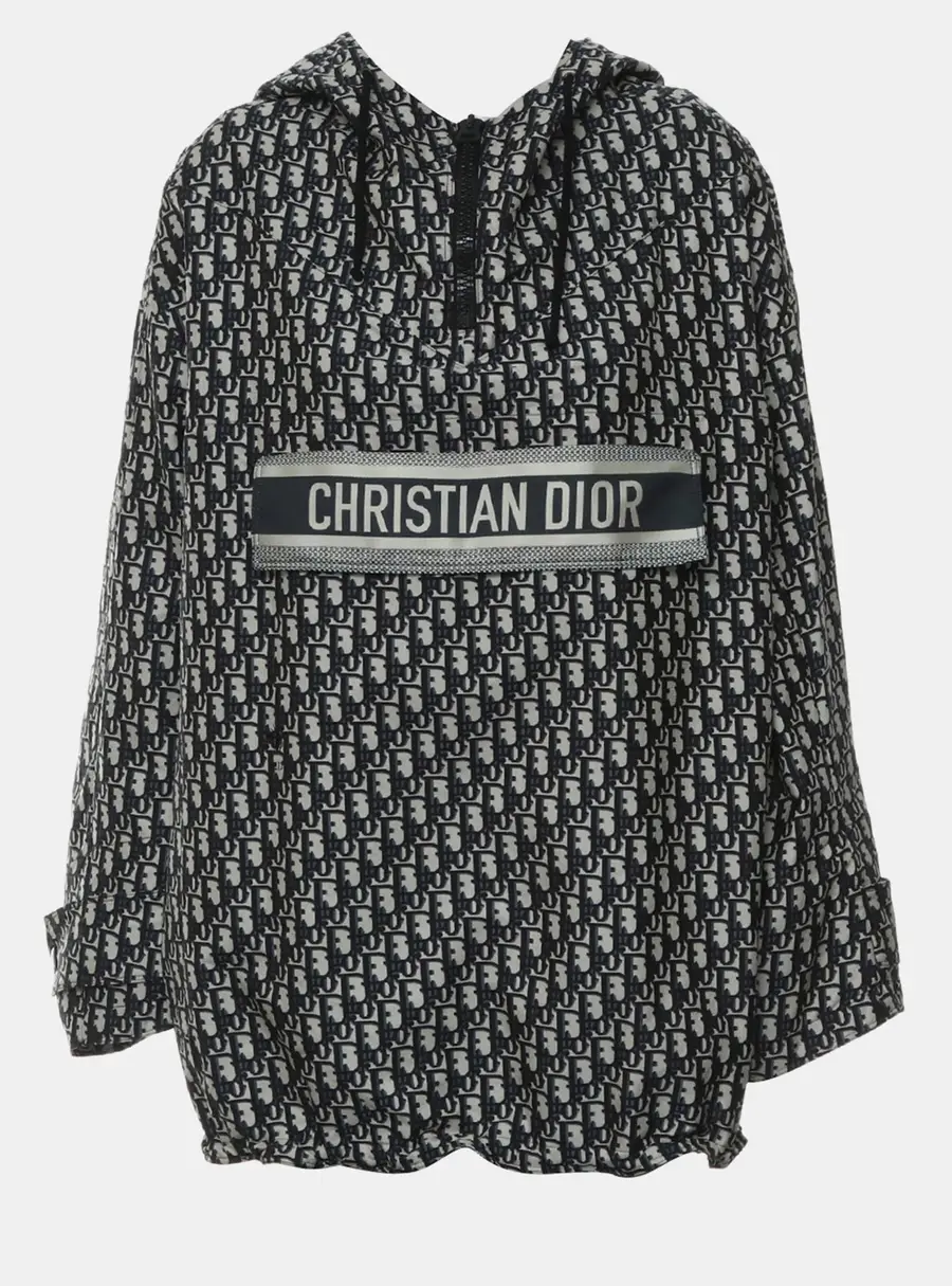 Dior Mesh Technology Oblique Navy Blue Hooded Jacket