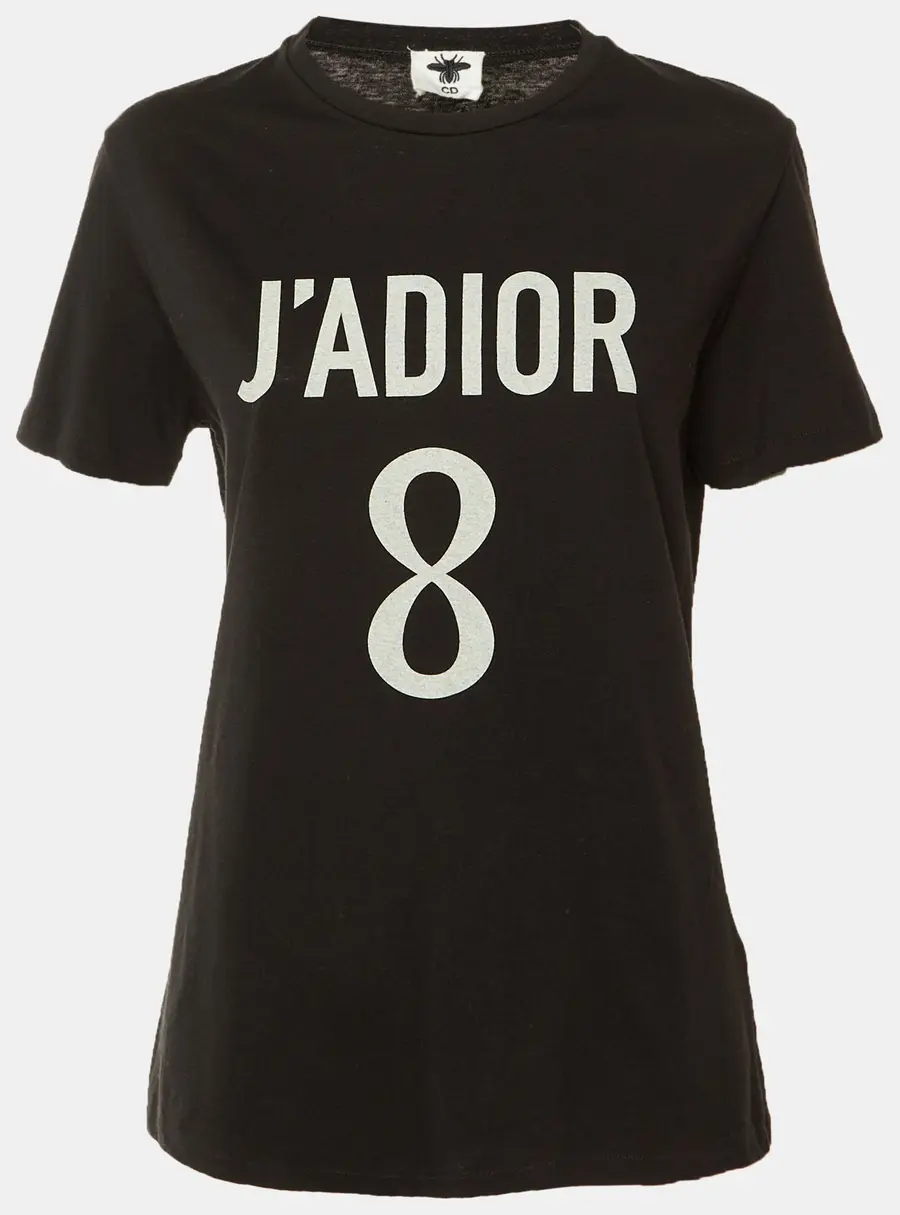 Dior Black J'Adior 8 Printed Cotton Knit T-Shirt M
