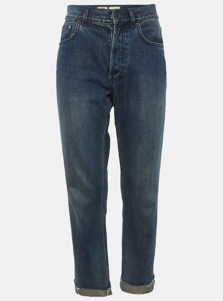 Christian Dior Blue Denim Raw Edge Hem Boyfriend Jeans S/Waist 30"