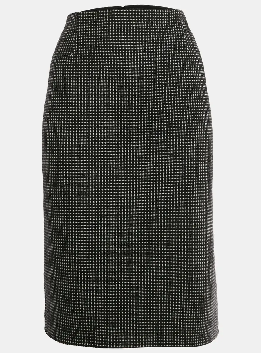 Christian Dior Black/White Wool Blend Jacquard Pencil Skirt L