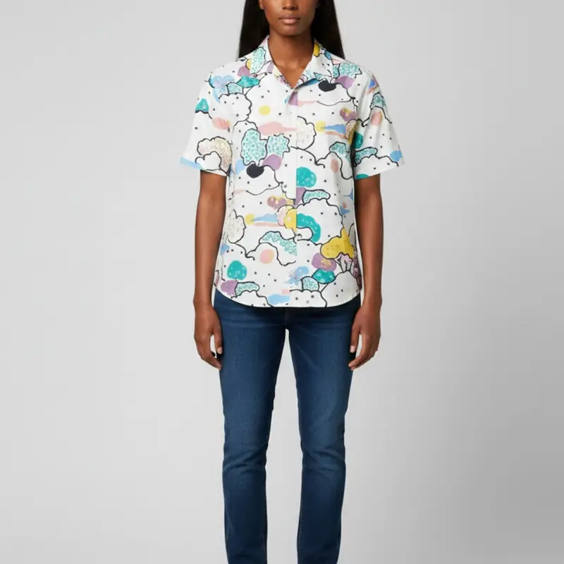 Dior White Fantaisie Print Cotton Short Sleeve Shirt S