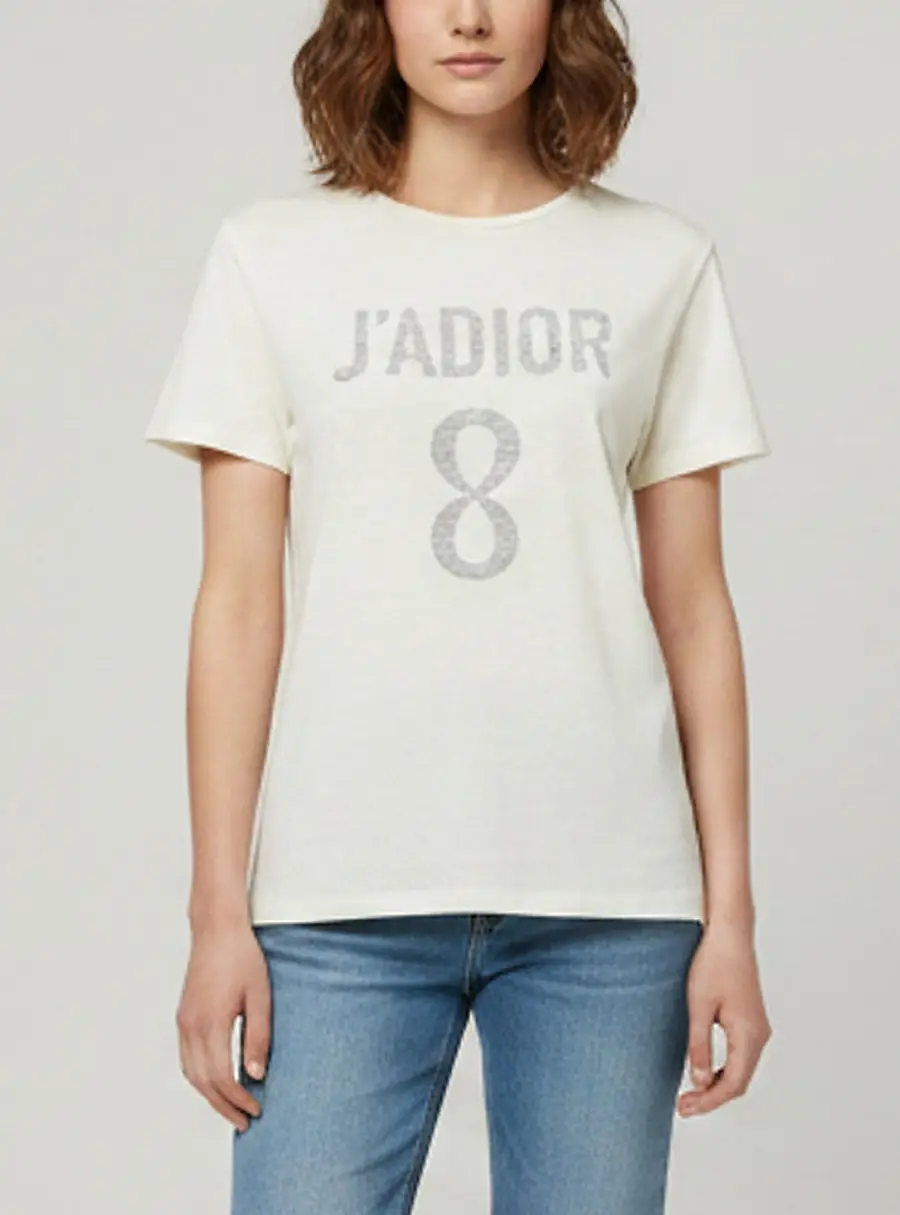 Christian Dior Cream J'Adior 8 Graphic Jersey Crewneck T-Shirt S