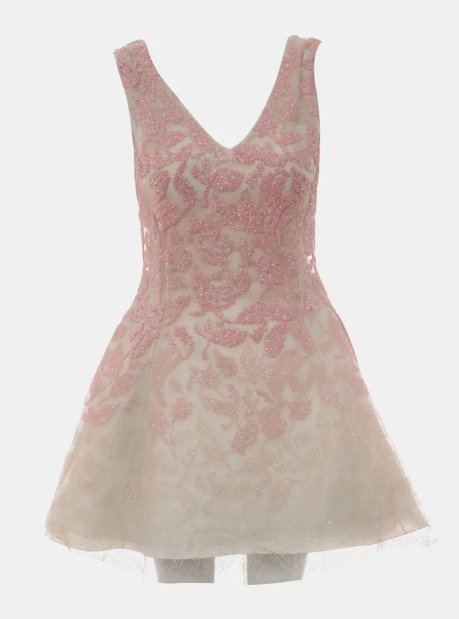 Dior Beige Pink Embellished Cocktail Dress