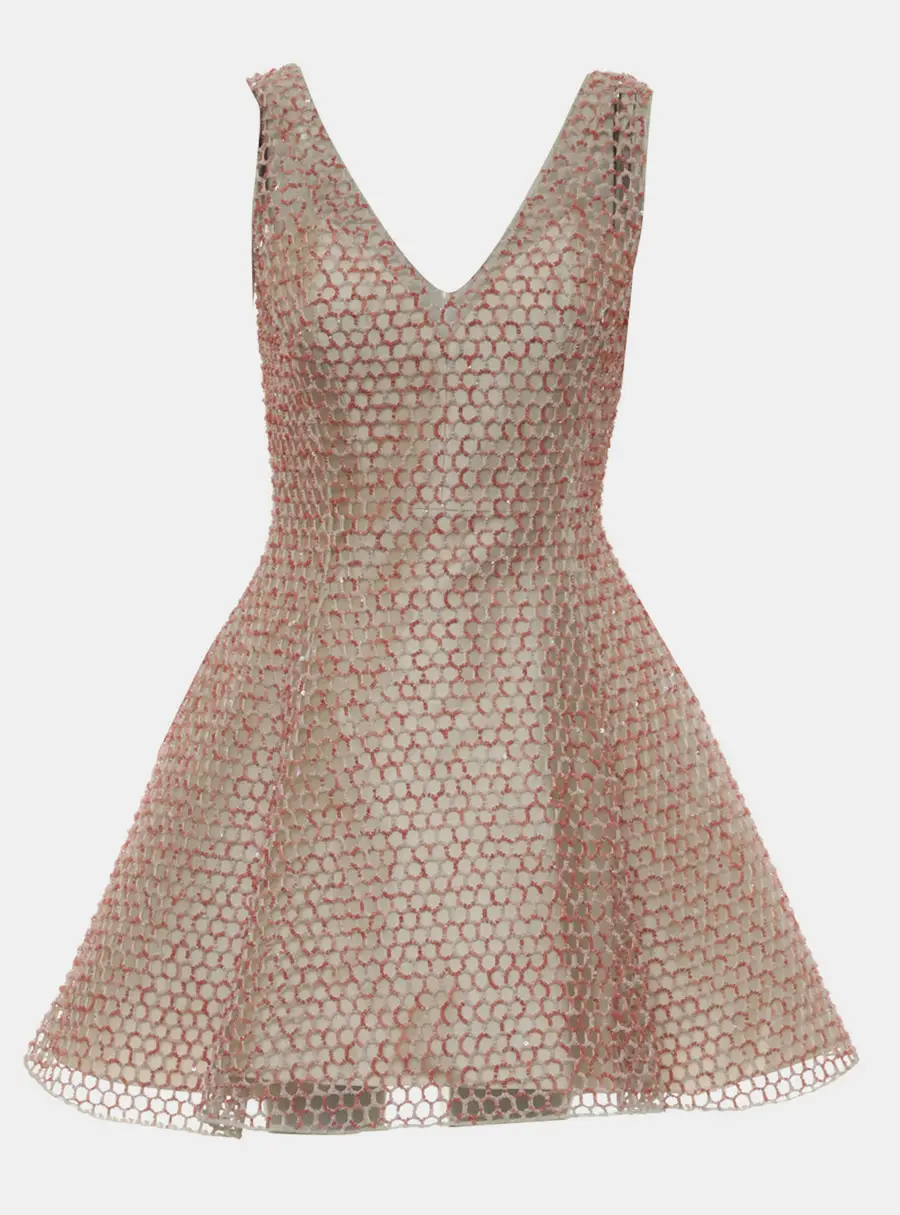 Dior Geometric Sequin Mesh Cocktail Dress