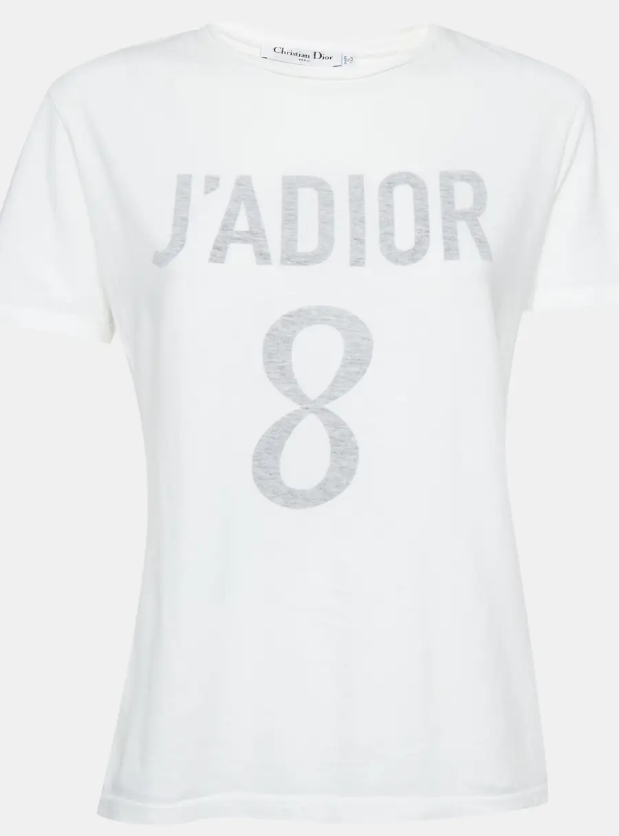 Christian Dior White J'Adior 8 Graphic Jersey T-Shirt XS