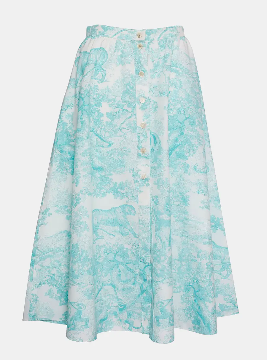 Dior Lilly of The Valley Dioriviera A-line Midi Skirt FR 38
