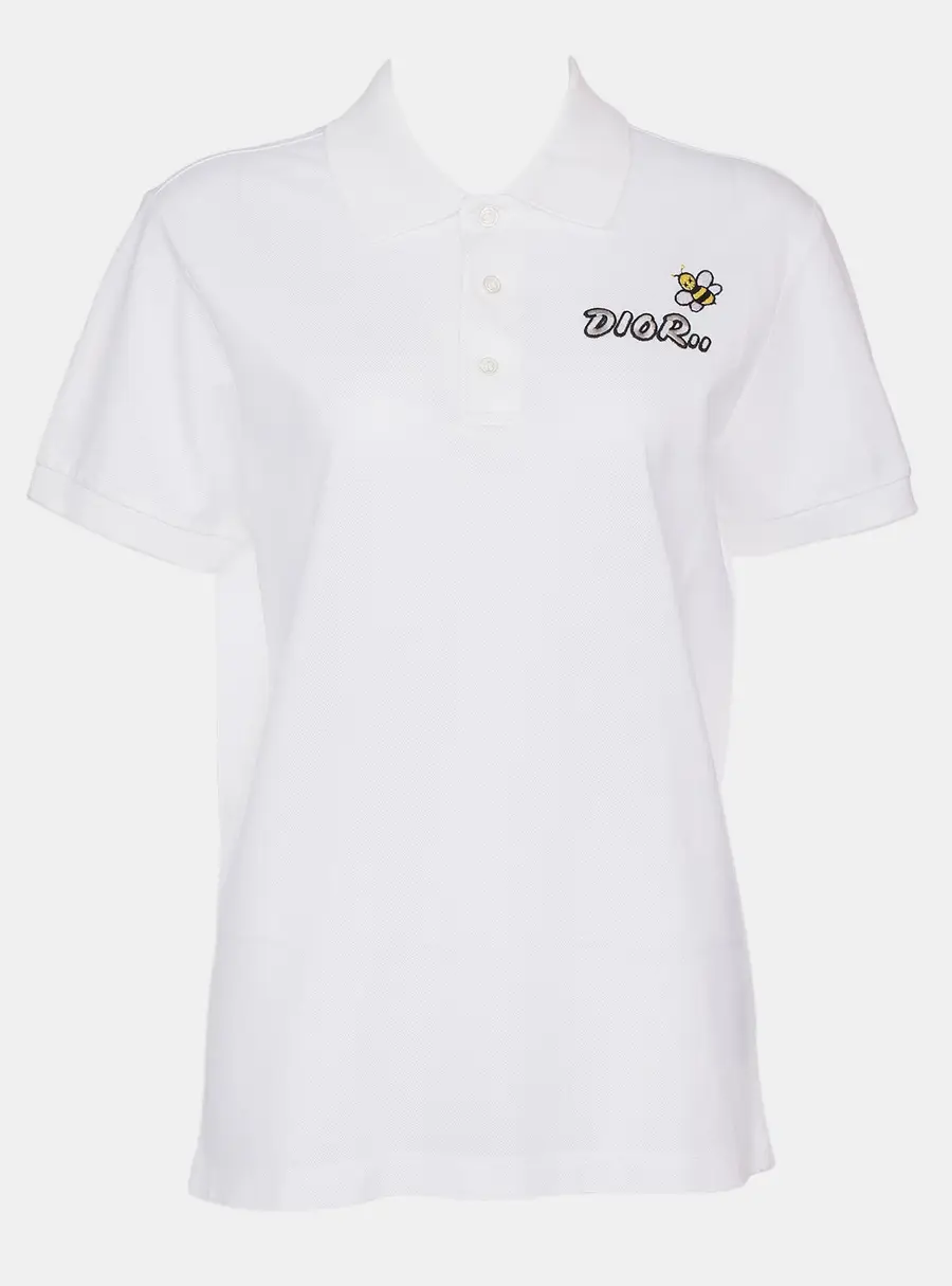 Dior x Kaws Polo White Cotton Shirt Size S