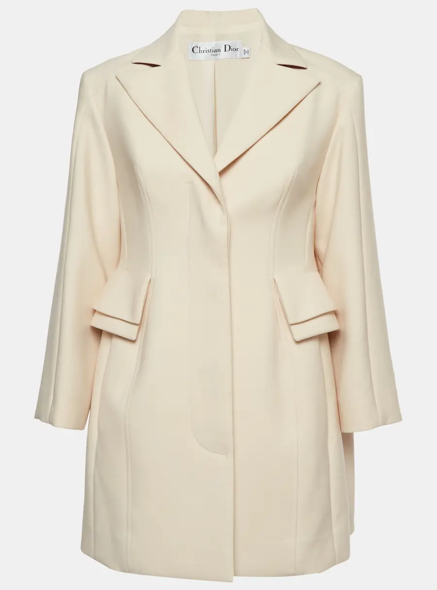 Christian Dior Cream Wool Blend Long Sleeve Fitted Jacket S