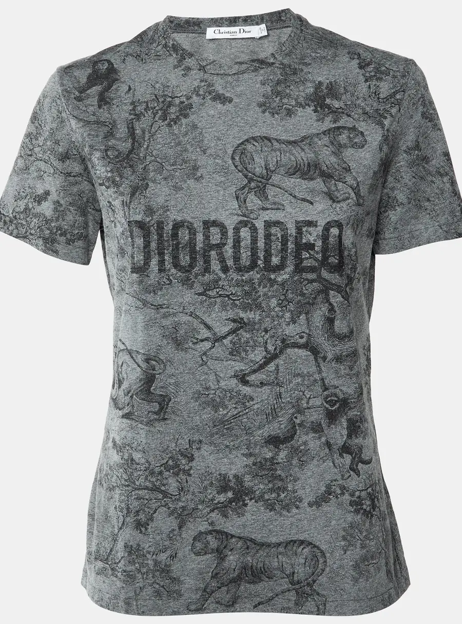 Christian Dior Grey Diorodeo Jungle Print Jersey Crewneck T-Shirt S